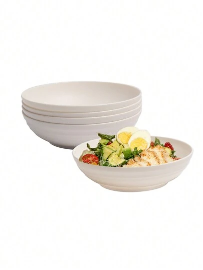 1/2/4 Pieces Plastic Big Bowls Set Large Salad Bowls Unbreakable Serving Bowls Microwave Dishwasher Friendly For Restaurant Cereal Salad,School Supplies