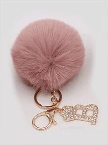 Sparkling Rhinestone Letters A-Z Keychain With Cute Plush Lucky Crystal Pendant Shiny Alloy Pendant Perfect For Bags And Backpacks - Perfect For Birthdays And Special Occasions Christmas Gifts Gift Thanksgiving