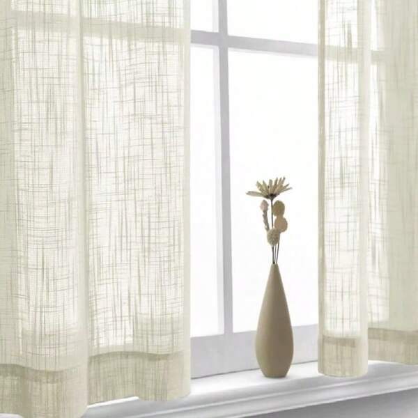 Cortina Cozinha Bando 3,00mts x 0,40cm Linho Voil Flame Gaze Passante