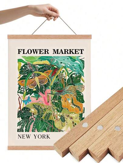 Magnetic Hanging Hooks Frame, Natural Paulownia & Pine Wood, Suitable For Posters, Pictures, Canvas, Photos, Paintings, Posters, Art Hanging Racks, Maps, Scrolls, Canvas Art, Wall Art Gifts, Birthday & Graduation Gifts