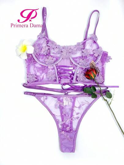 PRIMERA DAMA Conjunto de ropa interior sexy de dos piezas con