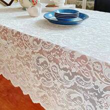 1 New French Style Phoenix Tail Lace Tablecloth, Rectangular Suitable For Dining Table Tablecloth And Coffee Table, Birthdays, Holiday Parties, Dining Table Decoration, Hand Washable, Easy To Clean, Home Decoration