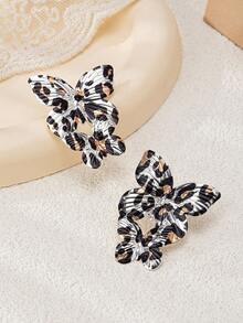 金属夸张豹纹蝴蝶耳环，独特设计，彰显女性高端美感 - 蝴蝶型 - 查看 12