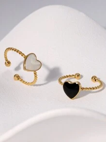 1 件复古时尚优雅法式不锈钢几何圆形开口戒指，适合女性日常和派对佩戴