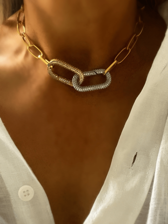 1 件女士 DIY 项链，配有粗登山扣项链，是女士的时尚单品，也是充满节日气氛的精美礼物。