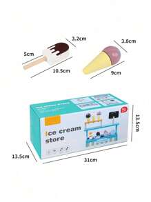 全新模拟糖果、冰淇淋游戏屋玩具、男孩和女孩的家庭礼物、角色扮演游戏、木制儿童套装 - 彩色 - 查看 6