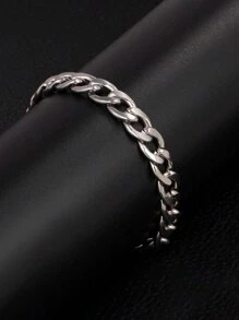 1 件不锈钢经典手链，男女通用简约时尚设计，适合男士和女士 - 銀色 - 查看 7