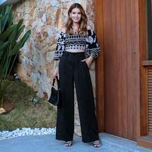 CALÇA FEMININA ALFAIATARIA COM CINTO PANTALONA NOVA PARA 2025 Elatico Tras - Preto - Visão 2