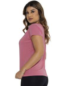 Clear Waters Women Blouse Elegant Gym Short Sleeve Summer Basic V-Neck Solid Color Plain Exquisite Neckline Design T Shirt Casual Loose Work Fashion Women - Màu hồng gỉ - Xem 2