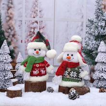 1PC 可爱圣诞雪人坐姿娃娃橱窗展示跨境鲁道夫格子帽子娃娃装饰摆件 - 彩色 - 查看 9