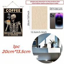 1pc 7.87in*5.3in'Vì Sai' Tranh Treo Halloween, Tranh Treo Đầu Lâu Trang Trí Biển Treo Bằng Gỗ Cho Nam & Nữ -- Trang Trí Nghệ Thuật Treo Tường Thú Vị Cho Quán Bar/Câu Lạc Bộ/Quán Cà Phê Quà Tặng Tốt Nhất - màu đen - Xem 11