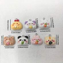 10 piezas de dijes de animales adorables, colgantes de resina adecuados para manualidades de joyería, surtido de osos, gatos, pandas, conejos, pollos de moda hechos a mano, que se pueden usar como aretes, llaveros, pulseras - colores aleatorios