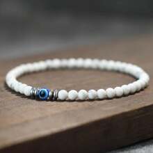 1 pezzo Braccialetto con perline piccole da 4 mm in turchese,onice,ossidiana e occhio del diavolo, braccialetto da uomo fatto a mano, portafortuna, amicizia, gioielli con occhi blu