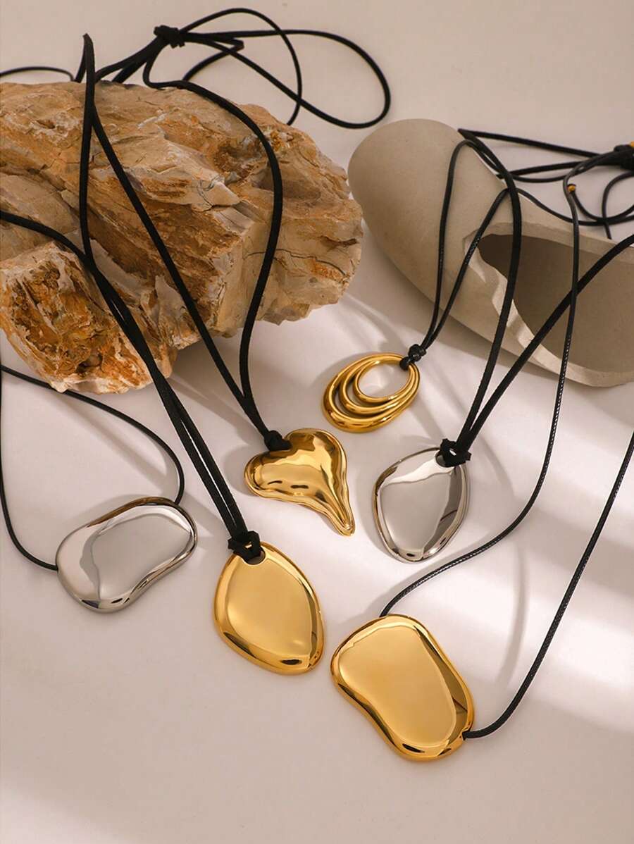 Uworld 1 chiếc vòng cổ dây sáp đen thời trang thu đông cho nữ hình bầu dục mặt dây chuyền áo len - JDN2407043 - Xem 1