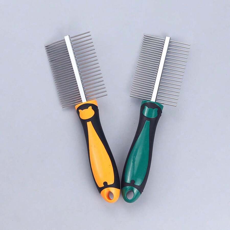 Dog Combs With Rounded Ends Stainless Steel Teeth, Cat Comb For Removing Tangles And Knots, Professional Grooming Tool For Long And Short Haired Dog, Cat And Other Pets - Multicolor - View 1