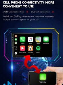 Radio de coche de 9 pulgadas 1 DIN con CarPlay Android WiFi para coche GPS Bluetooth reproductor Multimedia de Audio y vídeo Universal - Negro - Ver 7