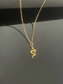 1 件时尚复古金属蛇形吊坠项链，不锈钢，适合女性日常佩戴 - 蛇項鍊 - 查看 4