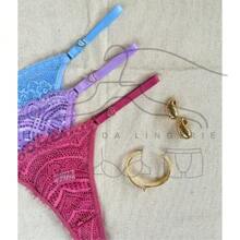 Kit 3 Luxury Lace Panties Heart Adjustment String Thong Sexy Intimate Fashion Lingerie - 彩色 - 查看 4