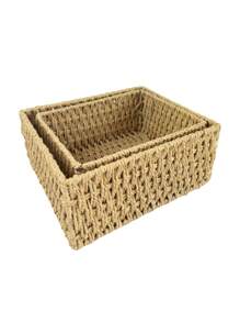Cestino intrecciato da cucina, cestino intrecciato in corda di carta non foderato, adatto per soggiorno, camera da letto, contenitore giocattoli per bambini, cestino da tavolo, cucina, accessori da cucina, utensili da cucina, organizer da cucina, organizer per il trucco, articoli da matrimonio, decorazioni floreali, accessori per la casa, tavolo, decorazioni per la casa, organizzazione e stoccaggio per la casa, decorazione per la stanza, decorazione camera da letto, cestini intrecciati boho geometrici, portavasi in legno e rattan, supporti per piante naturali misti in corda per spazi esterni con atmosfera costiera