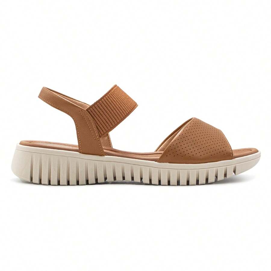 Usaflex Women's Leather Sandal With Platform Heel And Elastic Strap UC0401 - caramen - Xem 1