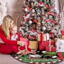 GRINCH GRINCH Christmas Tree Skirt, Red White Stripes Xmas Green Funny Tree Skirt Mat For Holiday Party Indoor Outdoor Christmas Tree Decoration Best Gifts