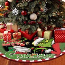 GRINCH GRINCH Christmas Tree Skirt, Red White Stripes Xmas Green Funny Tree Skirt Mat For Holiday Party Indoor Outdoor Christmas Tree Decoration Best Gifts