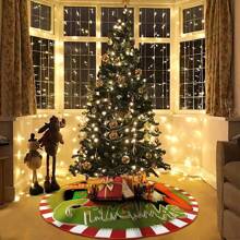 GRINCH GRINCH Christmas Tree Skirt, Red White Stripes Xmas Green Funny Tree Skirt Mat For Holiday Party Indoor Outdoor Christmas Tree Decoration Best Gifts