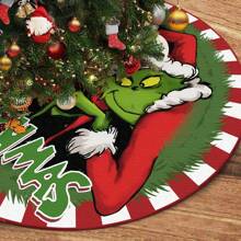 GRINCH GRINCH Christmas Tree Skirt, Red White Stripes Xmas Green Funny Tree Skirt Mat For Holiday Party Indoor Outdoor Christmas Tree Decoration Best Gifts