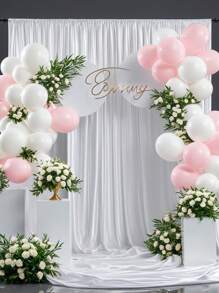 1pc/2pcs White Wedding Backdrop Cloth, Elastic Fabric, Sheer Voile Curtain Fabric (Slightly Transparent/Shiny), Top Grommet Design, Can Be Tied With Rods, Ropes, Etc., Suitable For Romantic Wedding And Banquet Decoration, Brand Events, Celebrations, Parties (Rods Not Included, Need To Prepare Separately)