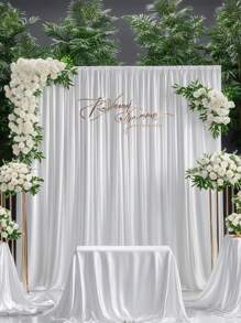 1pc/2pcs White Wedding Backdrop Cloth, Elastic Fabric, Sheer Voile Curtain Fabric (Slightly Transparent/Shiny), Top Grommet Design, Can Be Tied With Rods, Ropes, Etc., Suitable For Romantic Wedding And Banquet Decoration, Brand Events, Celebrations, Parties (Rods Not Included, Need To Prepare Separately)