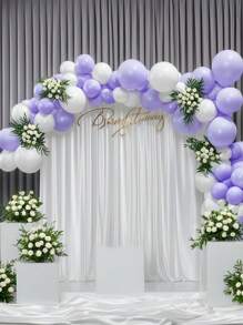 1pc/2pcs White Wedding Backdrop Cloth, Elastic Fabric, Sheer Voile Curtain Fabric (Slightly Transparent/Shiny), Top Grommet Design, Can Be Tied With Rods, Ropes, Etc., Suitable For Romantic Wedding And Banquet Decoration, Brand Events, Celebrations, Parties (Rods Not Included, Need To Prepare Separately)