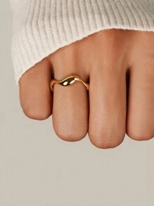 1pc Fashion Unique Cubic Zirconia Twist Open Ring, Statement Jewelry Ring For Women, Shiny High-End Copper Plated Gold Metal Accessories - Yellow Gold - View 1