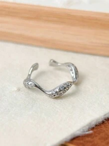 1pc Fashion Unique Cubic Zirconia Twist Open Ring, Statement Jewelry Ring For Women, Shiny High-End Copper Plated Gold Metal Accessories - Yellow Gold - View 6