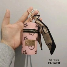 1pc Portable Coin Pouch & Car Keychain, Mini Fashionable Key Ring Casual Car Accessories Bag Charm School Letter