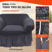 Protector Cubre Sala Stretch Fit Falda Bubble 3 Piezas - Gris Oscuro - Ver 3