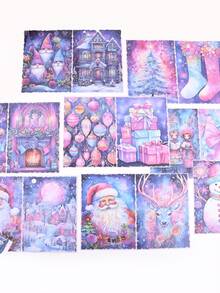8 tờ/gói, Giấy họa tiết Giáng sinh đơn giản, Giấy nền họa tiết sáng tạo xây nhà ông già Noel, hươu và các họa tiết khác, Giấy mỏng manh dùng để trang trí vật dụng nhỏ hàng ngày, Trang trí sổ lưu niệm - Nhiều màu - Xem 4