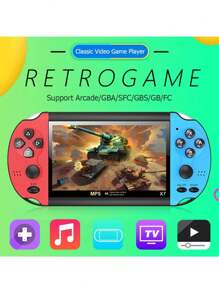 X7 Handheld Game Console More Than 2,000 Popular Games 8GB The X7 Plus Game Console Supports Eight Emulators Which Can Be Connected To TV Video Playback Music Playback Game Download Recording Etc. Via E-Book. Smart Camera MP5 Handheld Game Console, Christmas Gifts - Đỏ - Xem 1