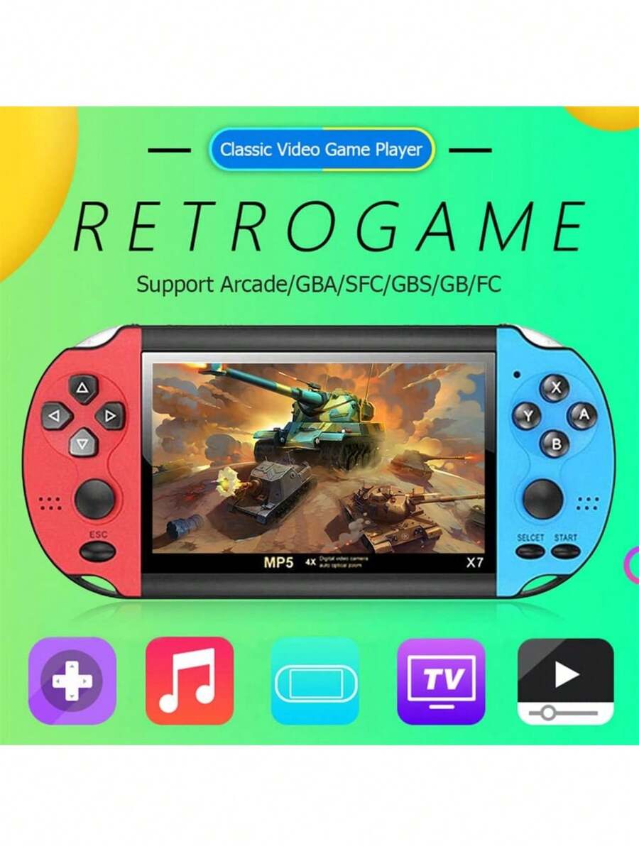 X7 Handheld Game Console More Than 2,000 Popular Games 8GB The X7 Plus Game Console Supports Eight Emulators Which Can Be Connected To TV Video Playback Music Playback Game Download Recording Etc. Via E-Book. Smart Camera MP5 Handheld Game Console, Christmas Gifts - Đỏ - Xem 1