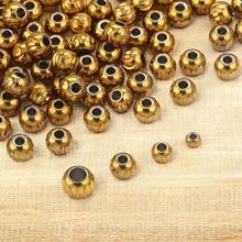 10 piezas de espaciadores redondos con textura de media luna de acero inoxidable 304 chapados en oro de 18k, cuentas colgantes para hacer joyas, accesorios para hacer pulseras y collares