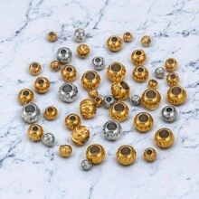10 piezas de espaciadores redondos con textura de media luna de acero inoxidable 304 chapados en oro de 18k, cuentas colgantes para hacer joyas, accesorios para hacer pulseras y collares