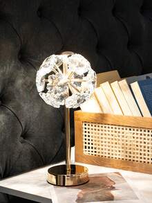 Tiworld 1 Pc K9 Crystal Lamp Shade, Decorative Table Lamp, Mainly In Gold Tone, 3-Color Adjustable Lighting (Light Source Included), Suitable For Home Bedroom, Living Room, Dining Room, Study Room And More