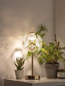 Tiworld 1 Pc K9 Crystal Lamp Shade, Decorative Table Lamp, Mainly In Gold Tone, 3-Color Adjustable Lighting (Light Source Included), Suitable For Home Bedroom, Living Room, Dining Room, Study Room And More