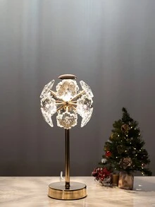 Tiworld 1 Pc K9 Crystal Lamp Shade, Decorative Table Lamp, Mainly In Gold Tone, 3-Color Adjustable Lighting (Light Source Included), Suitable For Home Bedroom, Living Room, Dining Room, Study Room And More