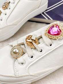 Bộ 6 món/Bộ trang trí bằng hợp kim kẽm đính đá nhiều màu có thể tháo rời, Phụ kiện giày và bốt tự làm thời trang cho phụ nữ - Nhiều màu - Xem 4