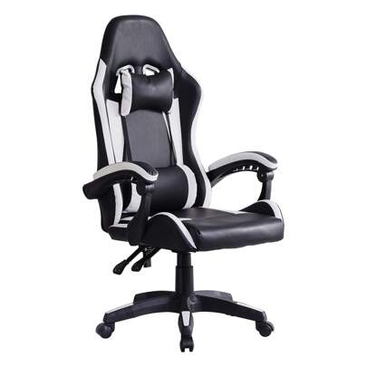 CLIPOP Gaming Chair, Ergonomic Computer Swivel Chair With Headrest And Lumbar Support, Tilt And Lock Function, Height Adjustable, Swivel Chair, High Back, Racing Chair