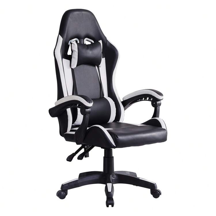 CLIPOP Gaming Chair, Ergonomic Computer Swivel Chair With Headrest And Lumbar Support, Tilt And Lock Function, Height Adjustable, Swivel Chair, High Back, Racing Chair - 黑色 - 查看 1