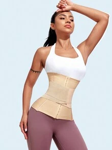 Đai định hình eo cho nữ Đai định hình thể thao Đai định hình eo đồng hồ cát Shapewear - Màu be - Xem 5