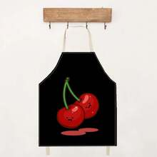 1pc Cherry Print Apron, Creative Funny Design Apron, Waterproof Oil Resistant Kitchen Cooking Baking Apron, Home Cleaning Apron, Workwear - Різнокольоровий - Переглянути 3