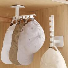 Space Saving Hat Rack - Over The Door Hanging Baseball Cap Holder, Plastic Wardrobe Storage Solution - White - View 6