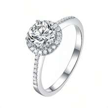 1pc S925 Sterling Silver Moissanite Ring, Round Halo Design For Women, Luxurious Elegant Proposal/Wedding Ring - 1 Carat Moissanite Ring - View 11